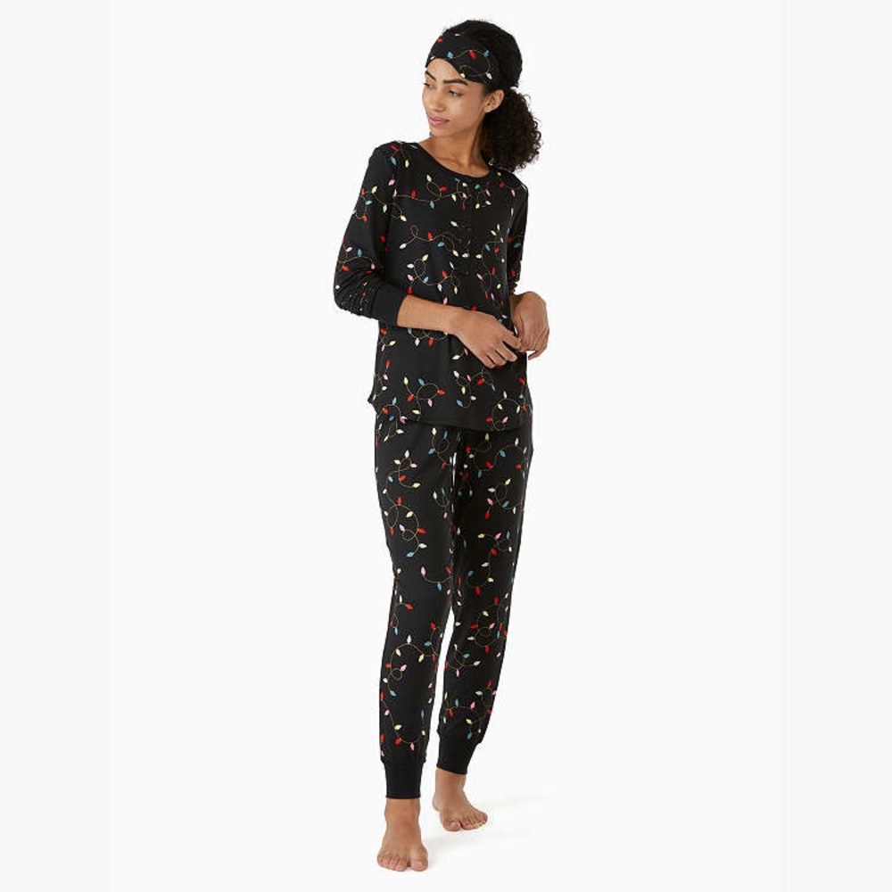 NWOT Kate Spade Holiday Lights Henley 2 pc Pajamas Joggers